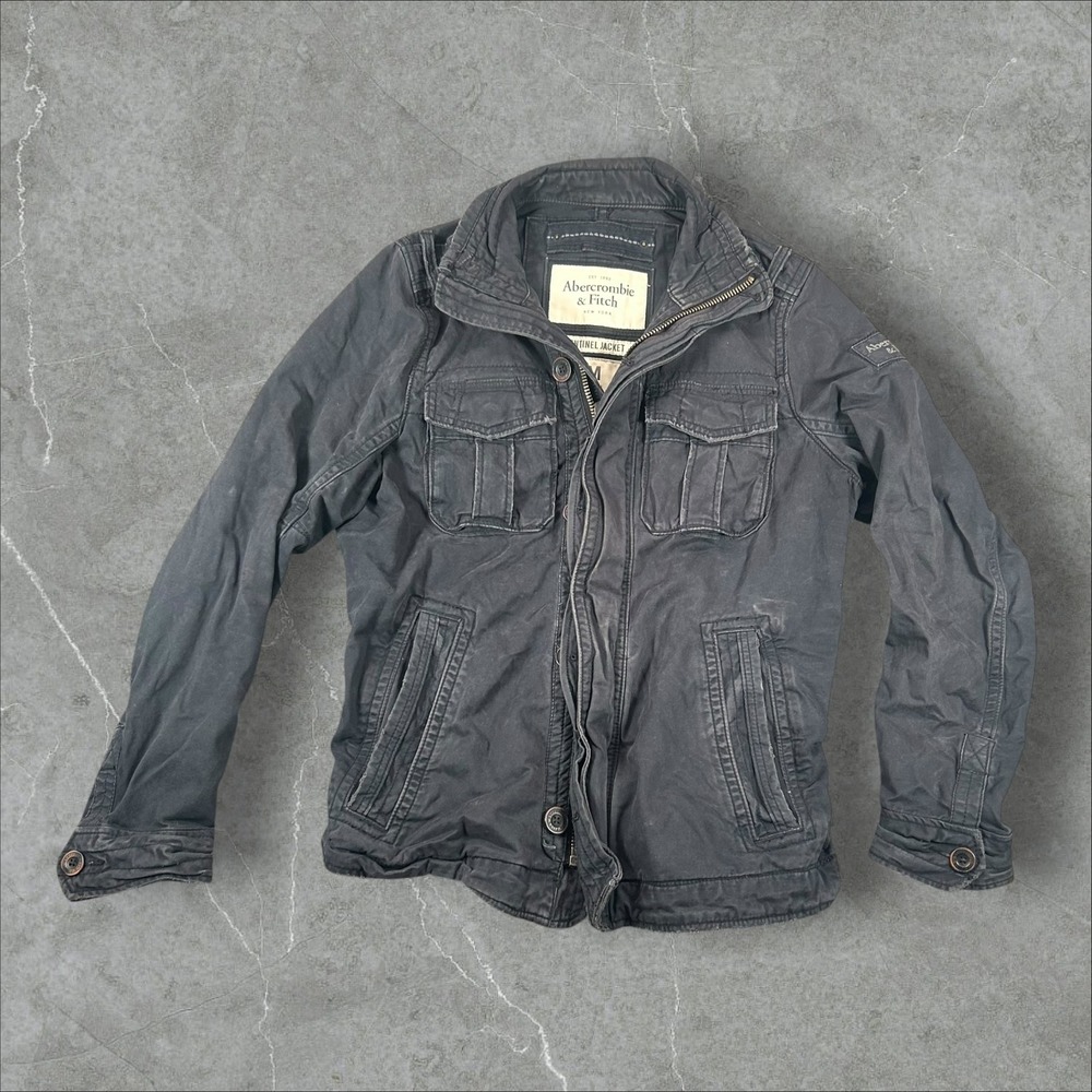 Abercrombie & Fitch Sentinel Jacket Mens M Black Military Field Cotton Canvas